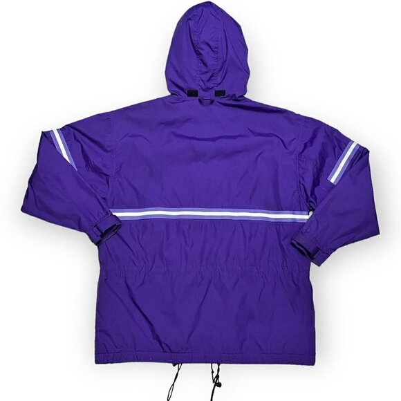 Reebok Vintage Y2K 90s Purple Long Designer Windbreaker Jacket - Mens Medium - Picture 3 of 4